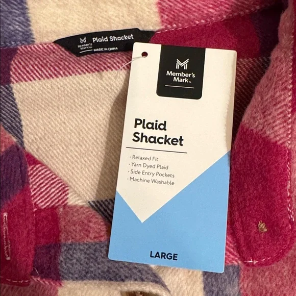 Pink and Blue Plaid Button-Up Shacket - Picture 2 of 3